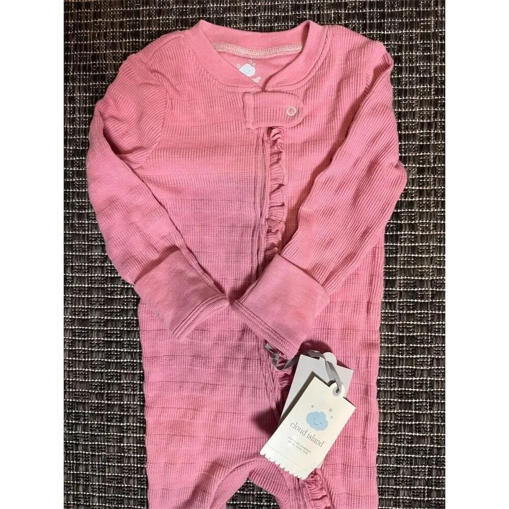 Cloud Island Baby Girl Pink Ruffled Footed One-Piece Pajama 6-9 mos.